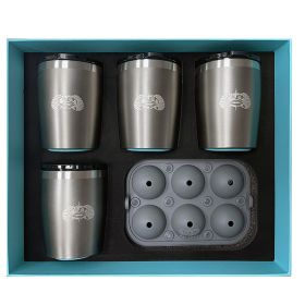 Toadfish Non-Tipping 10oz Graphite Rocks Tumblers w/Ice Ball Tray - 4 Tumblers