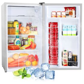 Compact refrigerator with freezer; 3.2 Cu.ft Mini Fridge with Reversible Door; 5 Settings Temperature Adjustable for Kitchen; Bedroom; Dorm; Apartment