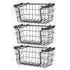 Oceanstar Stackable Metal Wire Storage Basket Set for Pantry, Countertop, Kitchen or Bathroom â€šÃ„Ã¬ Black, Set of 3