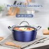 Casserole Dish; Induction Saucepan with Lid; 24cm/ 2.2L Stock Pots Non Stick Saucepan; Aluminum Ceramic Coating Cooking Pot - PFOA Free; Suitable for