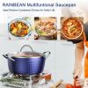 Casserole Dish; Induction Saucepan with Lid; 24cm/ 2.2L Stock Pots Non Stick Saucepan; Aluminum Ceramic Coating Cooking Pot - PFOA Free; Suitable for