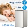 Compact refrigerator with freezer; 3.2 Cu.ft Mini Fridge with Reversible Door; 5 Settings Temperature Adjustable for Kitchen; Bedroom; Dorm; Apartment