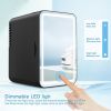 Mini Fridge 6L Portable Beauty Makeup Skincare Fridge Cosmetic LED Mirror Refrigerator with 3pcs Makeup Sponge