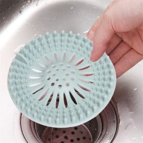 Bathroom Hair Sink Filter Floor Drain Strainer Water Hair Stopper Bath Catcher Shower Cover Clog Kitchen Sink Anti-blocking (Color: Blue)