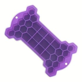 1pc Silicone Ice Tray With Lid; Large Capacity Ice Box; Bone Shaped Silicone Ice Tray; Homemade Ice Cube Mold; Kitchen Tools (Color: purple)