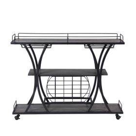 Industrial Bar Cart Kitchen Bar&Serving Cart for Home with Wheels 3 -Tier Storage Shelves (Color: as picture)